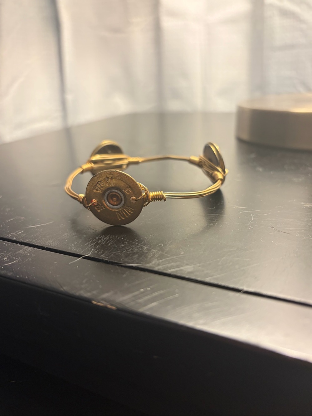 Gold-Tone Bullet Casing Wire Bangle Bracelet - Women Jewelry